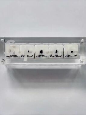 Supreme Clear Acrylic Logo Dice Display - White Accents